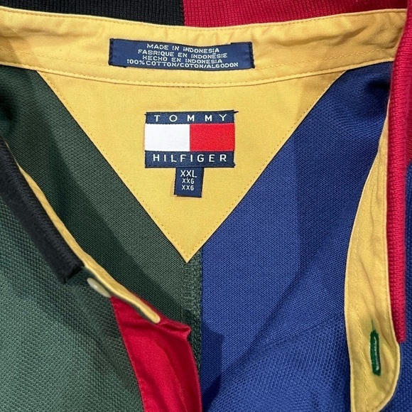 NWT New Old Stock XXL Tommy Hilfiger Color block Long Sleeve Polo Shirt - Picture 8 of 9